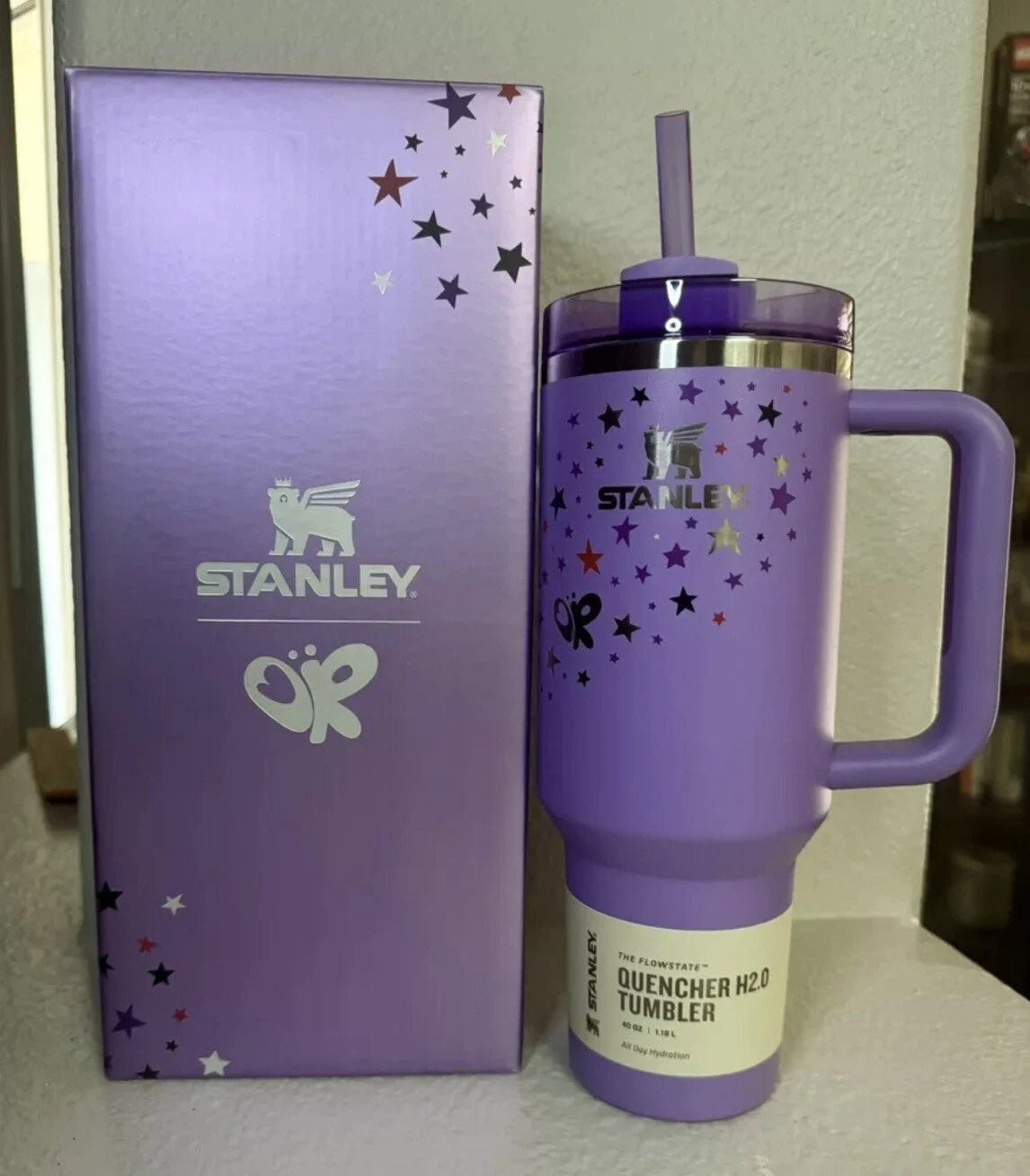 Olivia Rodrigo x Stanley Quencher H2.0 FlowState™ 40 OZ Tumbler – Limited Edition Purple Star Design | Brand New